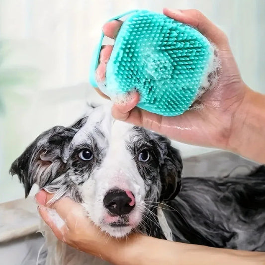 Silicone Pet Bath Brush with Shampoo Dispenser