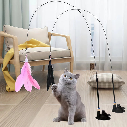 Interactive Bell & Feather Wand Cat Teaser Toy