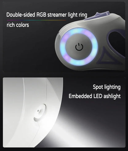 LED Retractable Dog Leash with light