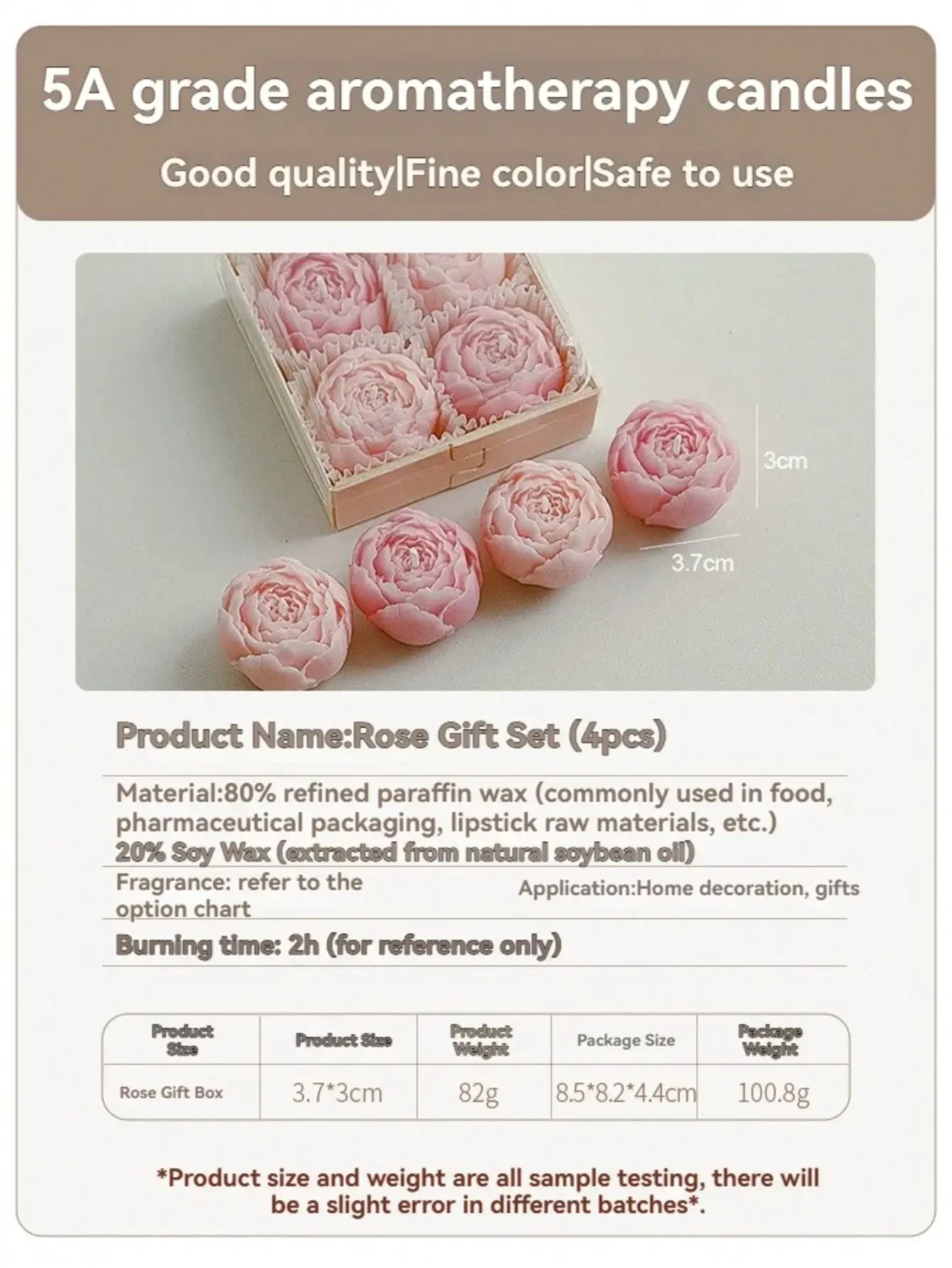 Rose Flower Shaped Soy Wax Candle