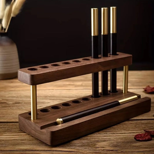 Modern Walnut Wood Pen Holder