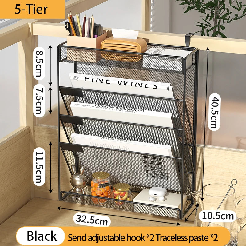 5-Tier Mesh Desk File Organizer Rack